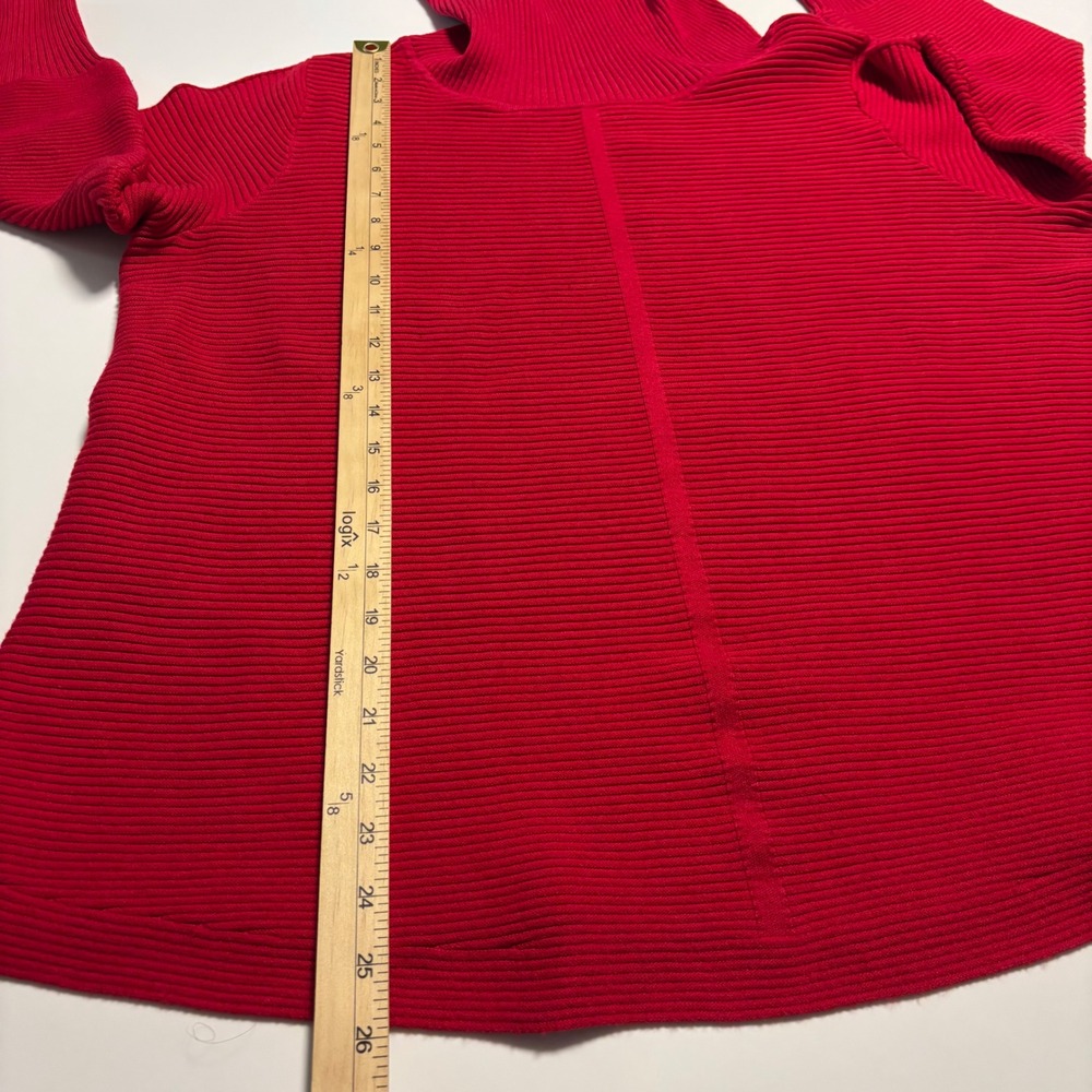 Cyrus Womens Size 1X Red Cowl Neck Ribbed Knit Sweater Pullover Winter Holiday - Picture 7 of 8